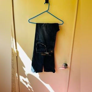 Womens bootcut wranglers size 33x32 - destroyed denim, knee holes, slim straight